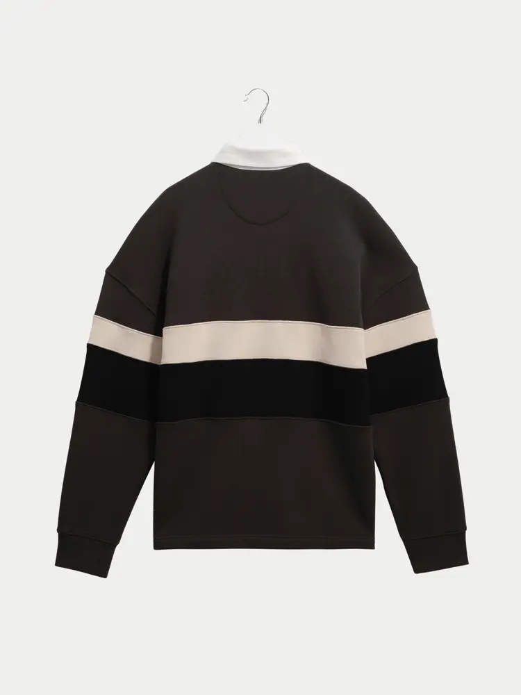 Wax London Rowhill Rugby Shirt Brown Black