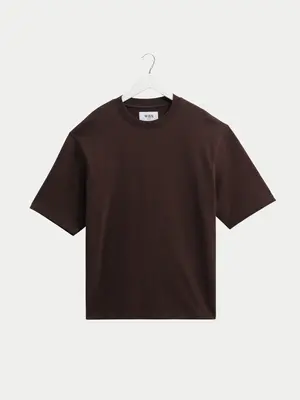 Wax London Milton Tee Emorised Cotton Dark Brown