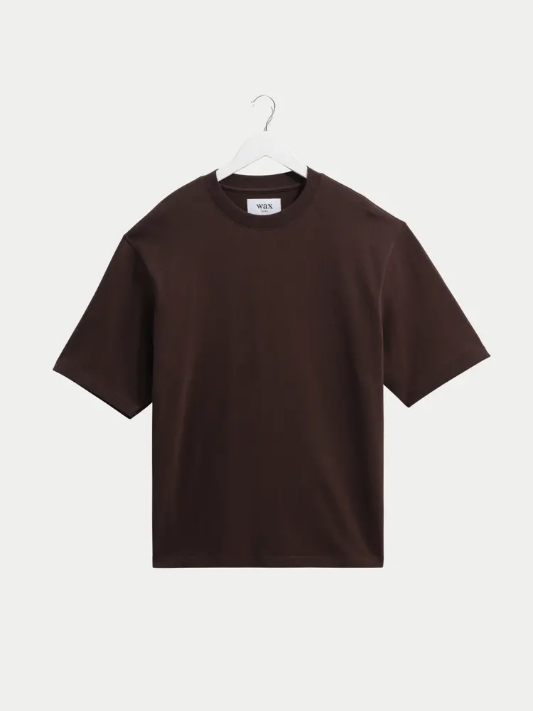 Wax London Milton Tee Emorised Cotton Dark Brown
