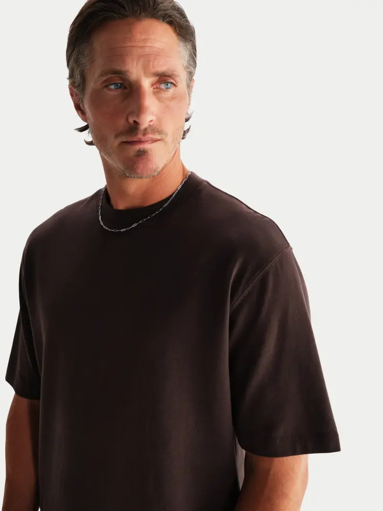 Wax London Milton Tee Emorised Cotton Dark Brown