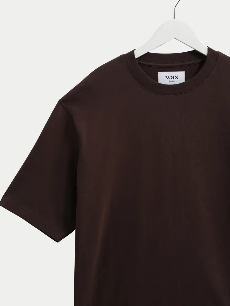 Wax London Milton Tee Emorised Cotton Dark Brown