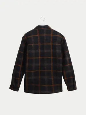 Wax London Whiting Overshirt Drawn Check Teal Orange