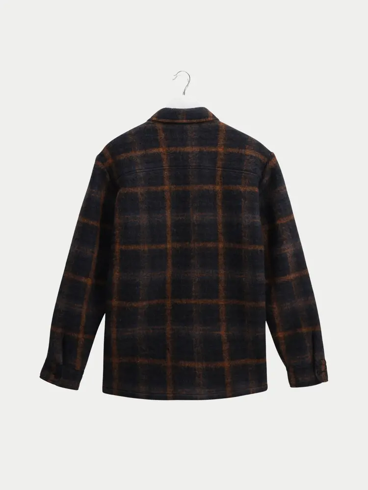 Wax London Whiting Overshirt Drawn Check Teal Orange