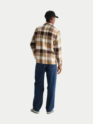 Wax London Whiting Overshirt Pike Check Natural Brown