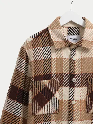 Wax London Whiting Overshirt Pike Check Natural Brown