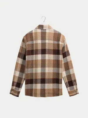 Wax London Whiting Overshirt Pike Check Natural Brown