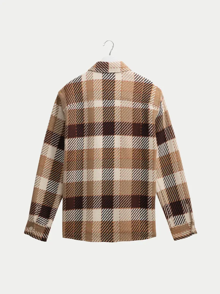 Wax London Whiting Overshirt Pike Check Natural Brown