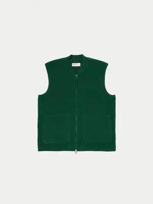 Universal Works Zip Waistcoat Wool Fleece Green