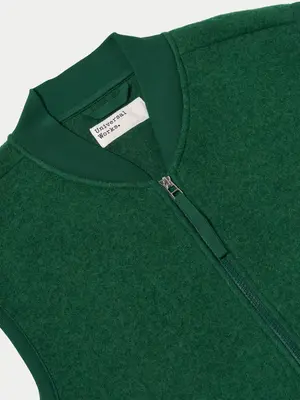 Universal Works Zip Waistcoat Wool Fleece Green