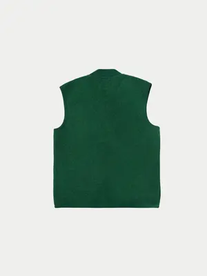 Universal Works Zip Waistcoat Wool Fleece Green