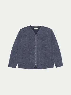 Universal Works Zip Liner Jacket Wool Fleece Slate Blue