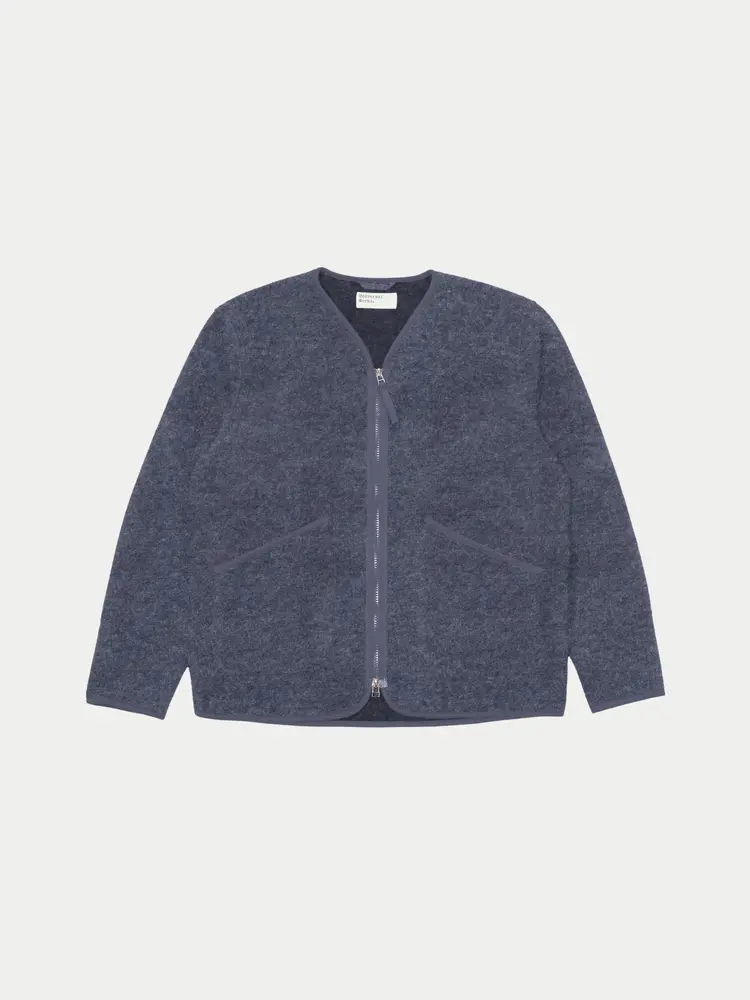 Universal Works Zip Liner Jacket Wool Fleece Slate Blue
