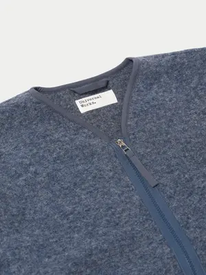 Universal Works Zip Liner Jacket Wool Fleece Slate Blue