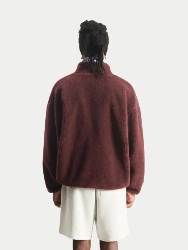 American Vintage Hoktown Fleece Jacket Washed Burgundy