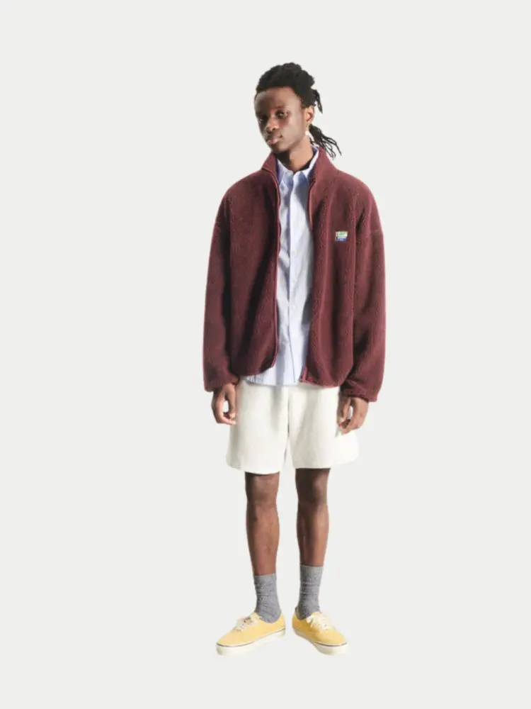 American Vintage Hoktown Fleece Jacket Washed Burgundy