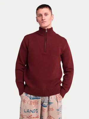 Olow Banjo Knitwear Half-Zip Rust