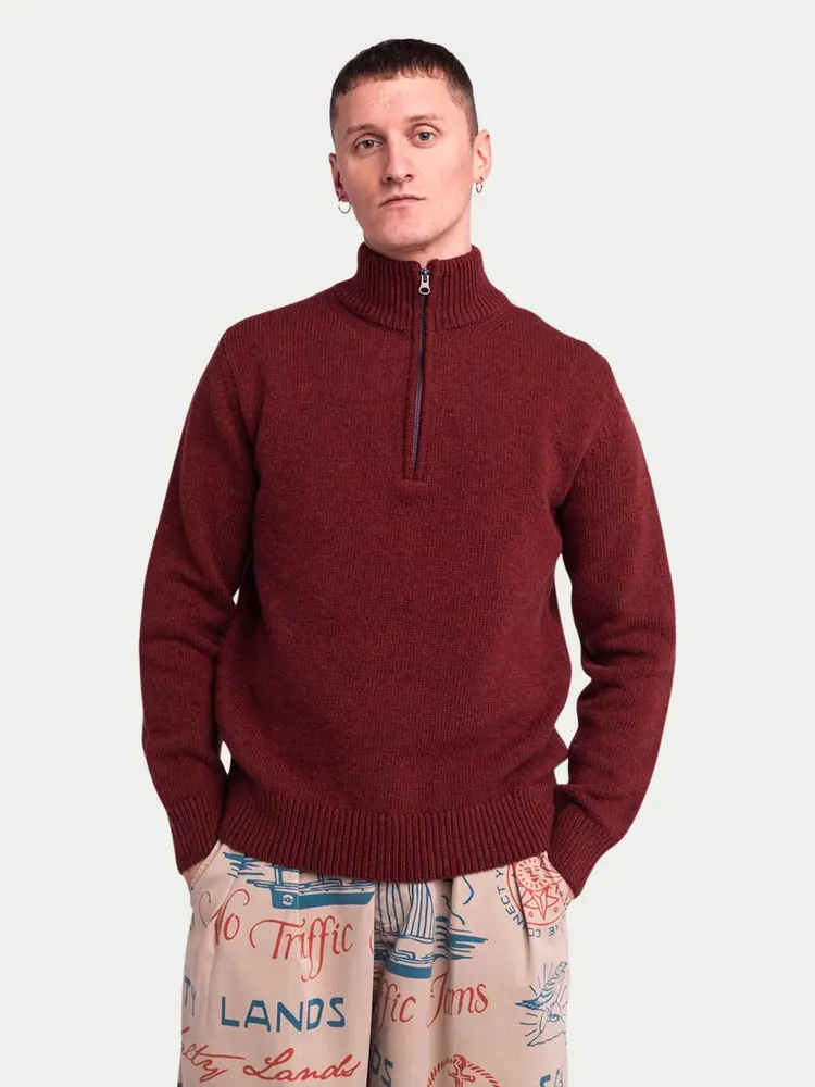 Olow Banjo Knitwear Half-Zip Rust