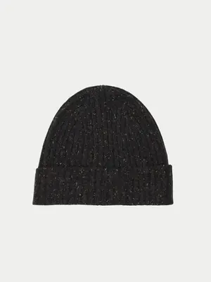Wax London Brook Beanie Charcoal Donegal