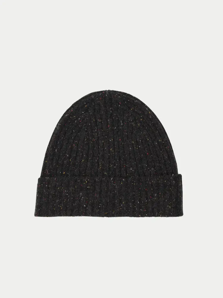 Wax London Brook Beanie Charcoal Donegal