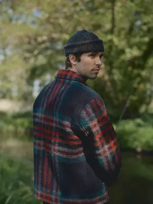 Wax London Brook Beanie Charcoal Donegal