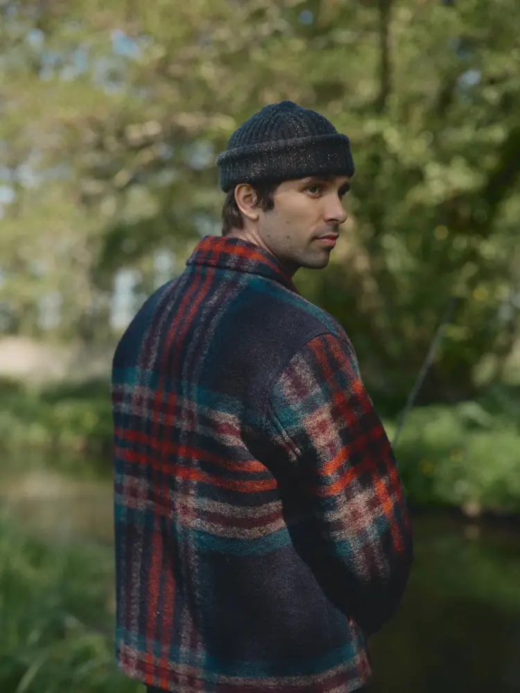 Wax London Brook Beanie Charcoal Donegal