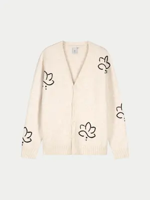 Law Of The Sea Vigo Embroidered Cardigan Parchement