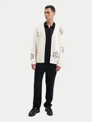 Law Of The Sea Vigo Embroidered Cardigan Parchement