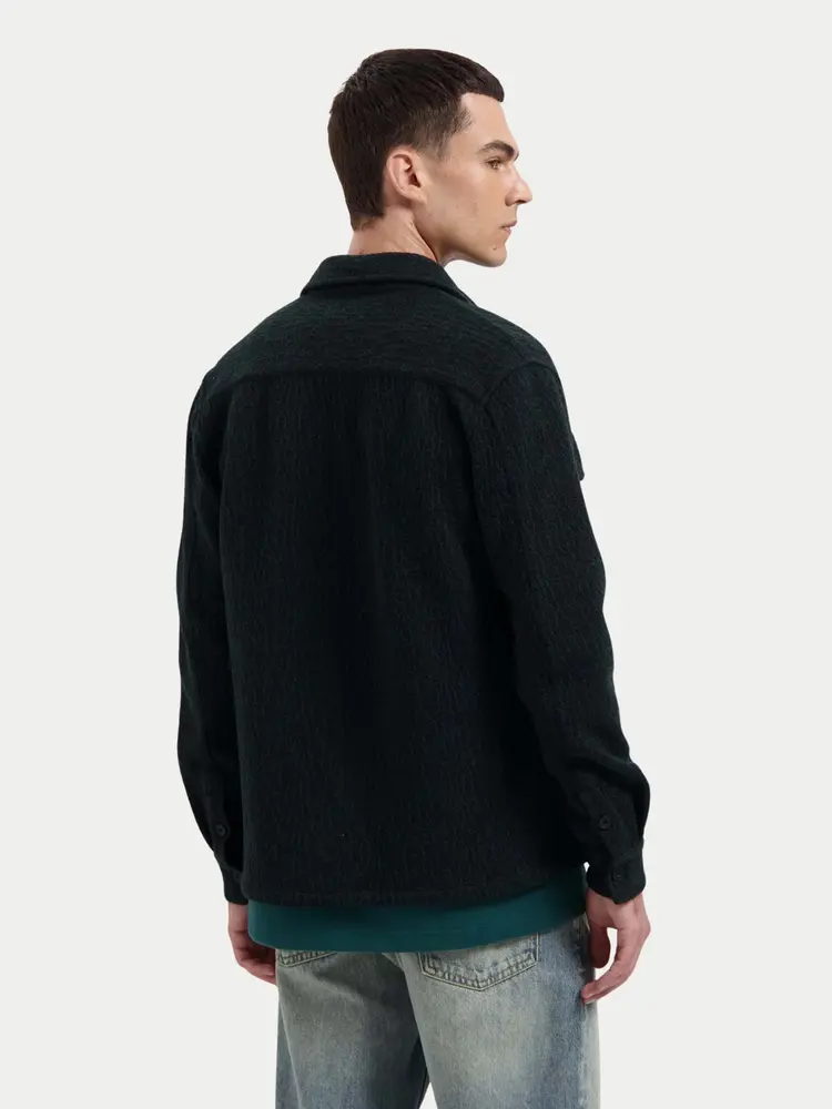 Law Of The Sea Omnia Technical Wool Blend Shirt Pine Green