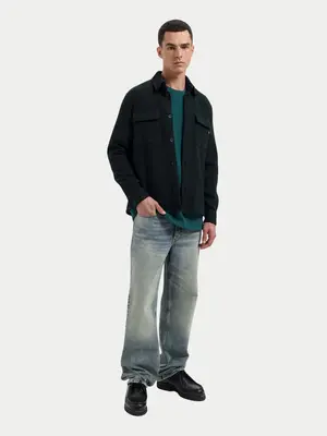 Law Of The Sea Omnia Technical Wool Blend Shirt Pine Green