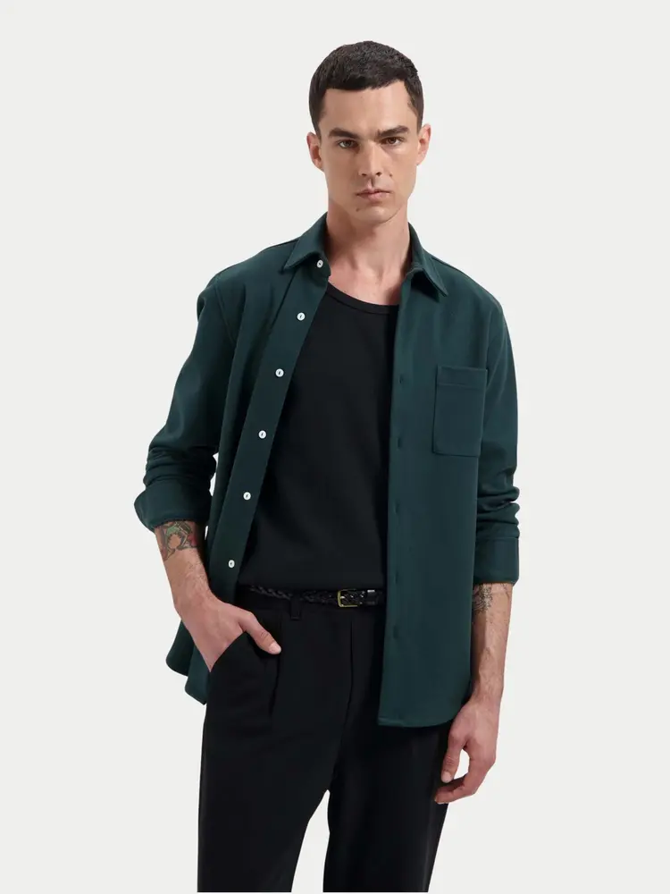 Law Of The Sea Troy Herringbone Shirt Sea Moss