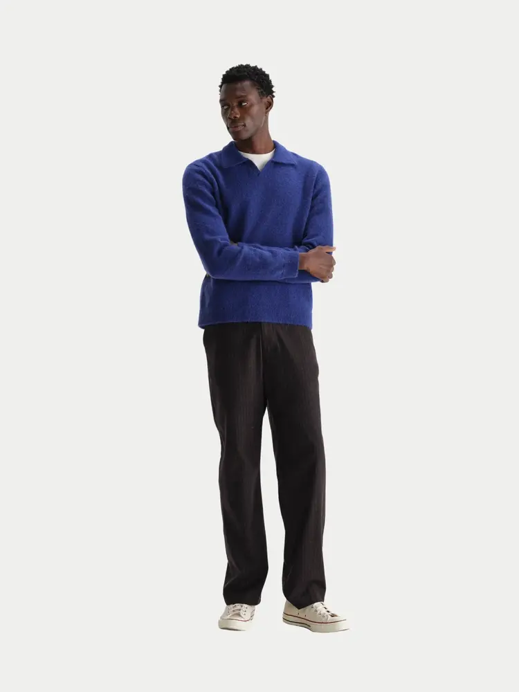 Wax London Carter Open Collar Polo Fluffy Blye