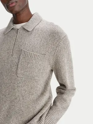 Wax London  Alpha Zip Polo Fleck Grey