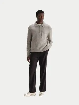 Wax London  Alpha Zip Polo Fleck Grey