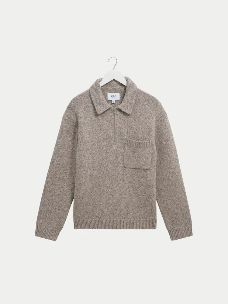 Wax London  Alpha Zip Polo Fleck Grey