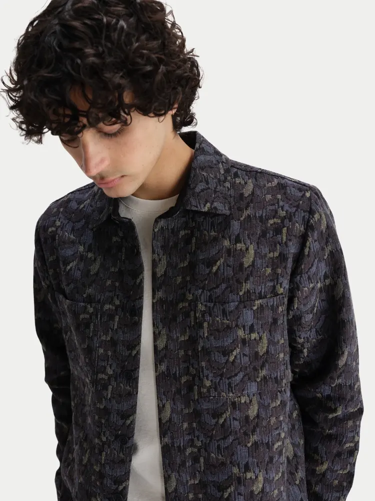 Wax London Whiting Overshirt Camo Jacquard