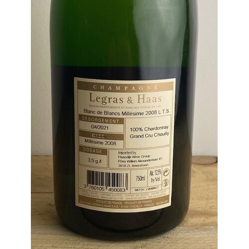 Champagne Legras & Haas Millesime 2012 LTS Blanc de Blancs Grand Cru