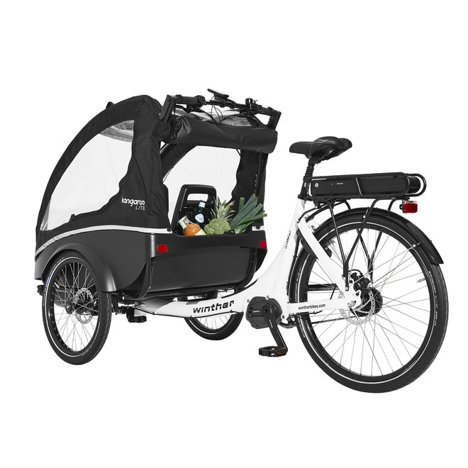 Kangaroo Lite Bakfiets wit frame zwarte kuip