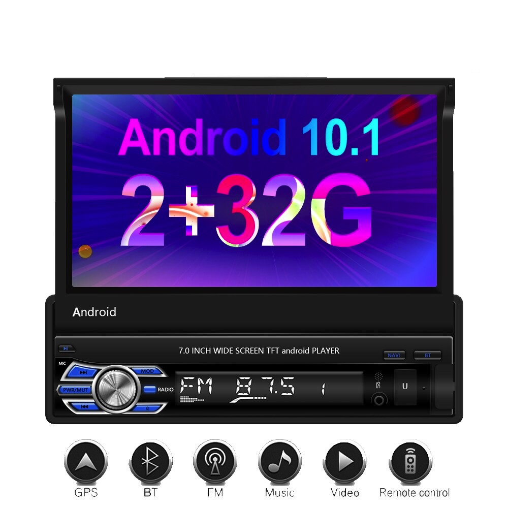 Denago 1Din uitklapbare autoradio | Android 10.1 - Caraudiogigant.nl