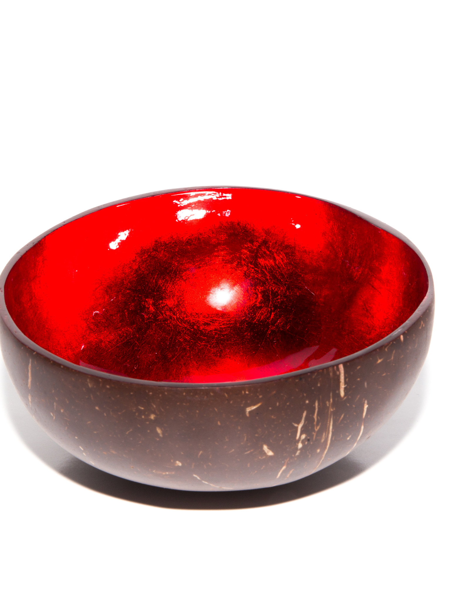 P'TIT POT METALLIC LACQUER COCONUT BOWL - ROOD METAALLAK