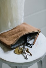 THE DHARMA DOOR JUTE CANVAS POUCH SMALL - CAMEL