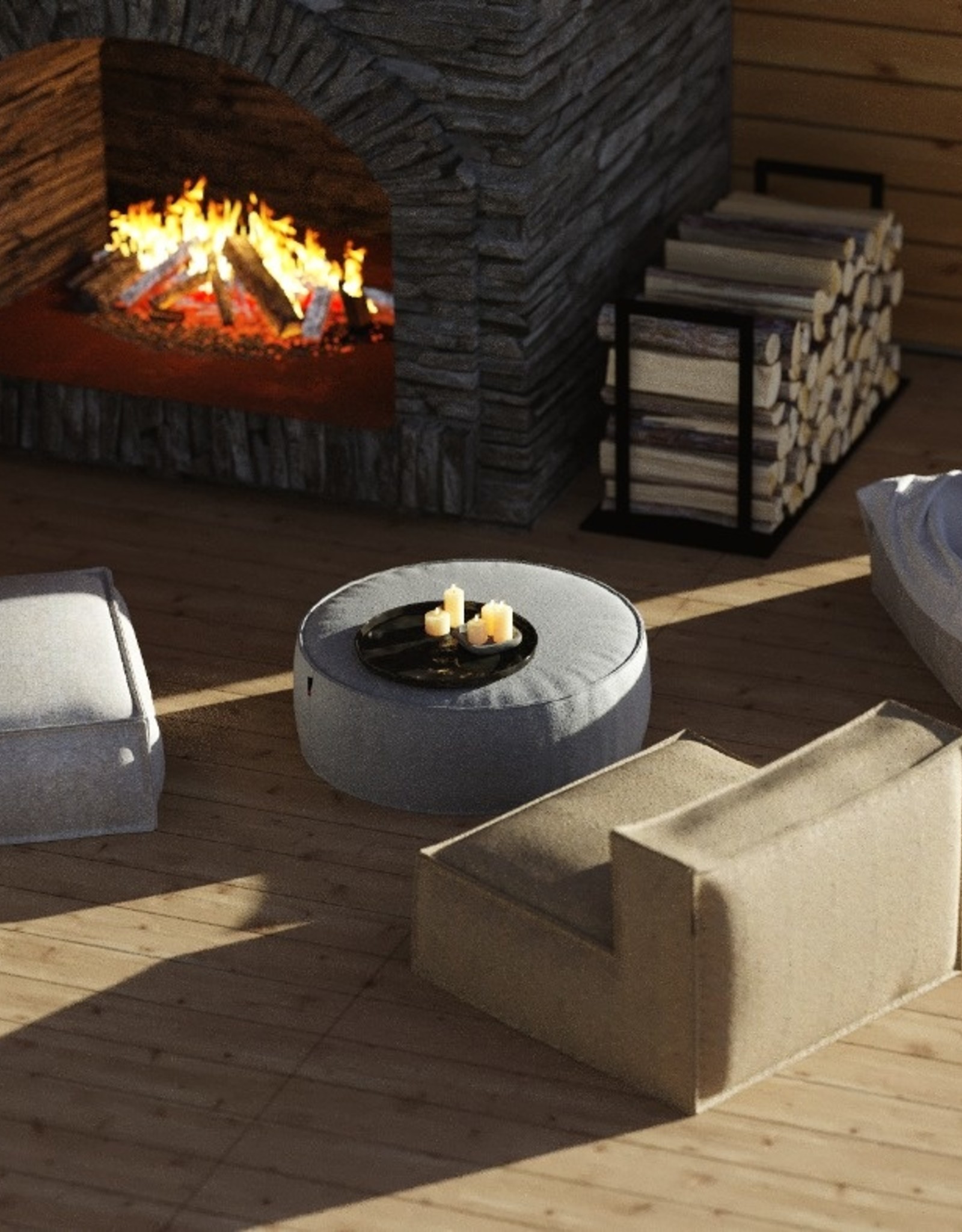 ROOLF LIVING SILKY ROUND POUF - GREY