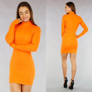 BF2023 Orangefarbenes Basic-Bodycon-Kleid aus Rippstrick