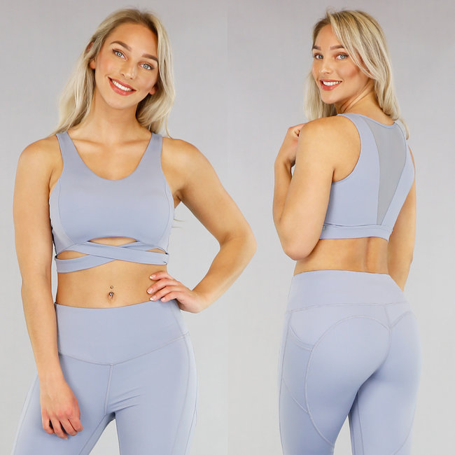 Graublaues Sport-Top mit Mesh