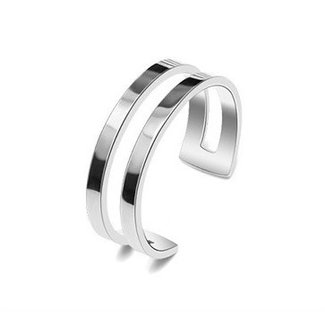 BLACKFRIDAY50 Basic Doppel Edelstahl-Silber-Ring