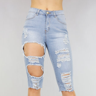 Beschädigte Jeans mit hoher Taille Bermudas