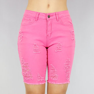 Rosa Damaged Jeans Bermuda-Shorts