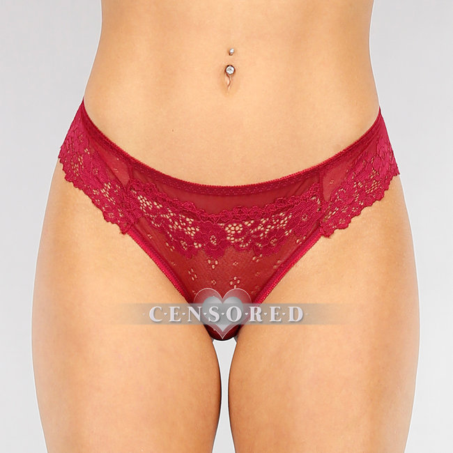 Roter Mesh-Tanga mit Spitzendetails