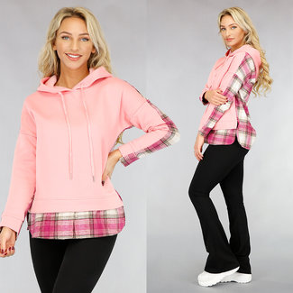 SALE Rosa Hoodie mit kariertem Rücken