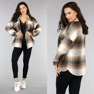 SALE Braune Tweed-Block-Bluse