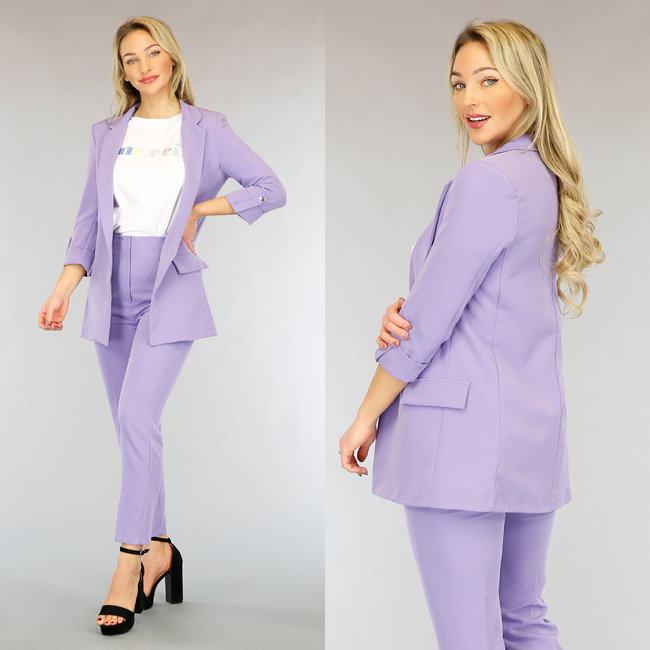 NEW1701 Edles lila zweiteiliges Blazer-Set